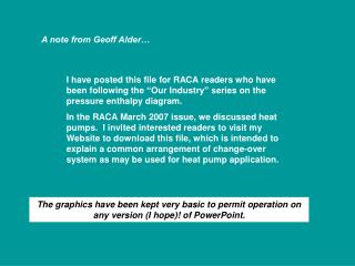 A note from Geoff Alder…