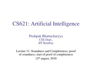 CS621: Artificial Intelligence