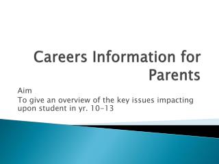 Careers Information for Parents