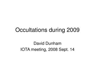 Occultations during 2009