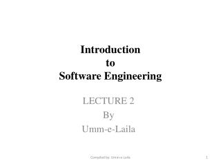 Introduction to Software Engineering