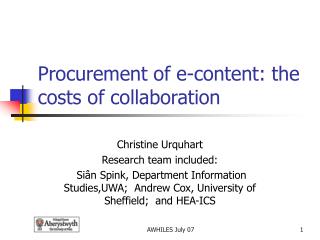 Procurement of e-content: the costs of collaboration