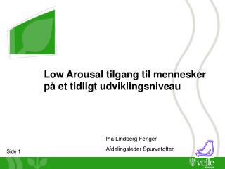 Low Arousal tilgang til mennesker på et tidligt udviklingsniveau