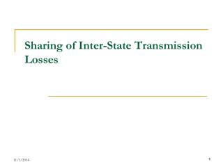 Sharing of Inter-State Transmission Losses