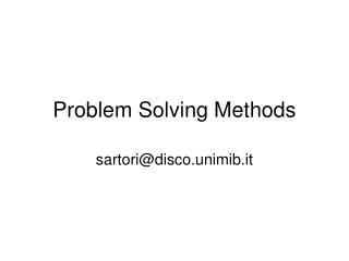 Problem Solving Methods