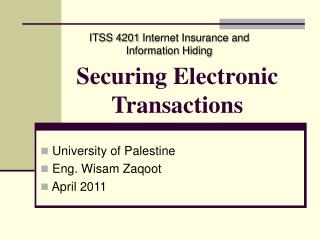 Securing Electronic Transactions