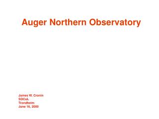 Auger Northern Observatory