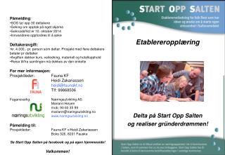 Etablereropplæring Delta på Start Opp Salten og realiser gründerdrømmen!