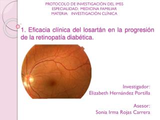 1. Eficacia clínica del losartán en la progresión de la retinopatía diabética.