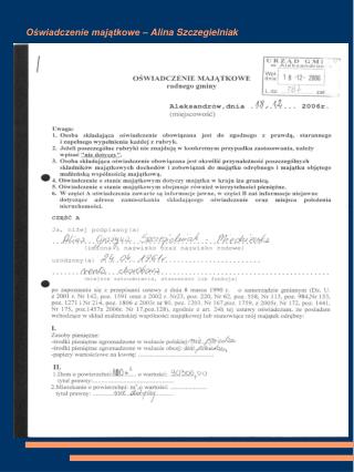 Oświadczenie majątkowe – Alina Szczegielniak