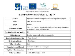 IDENTIFIKÁTOR MATERIÁLU: EU - 10-17