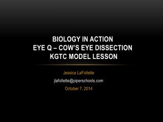 Biology in Action Eye Q – Cow’s Eye Dissection KGTC Model Lesson