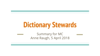 Dictionary Stewards