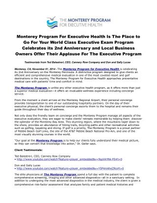 Monterey Program For Executive Health is the Place