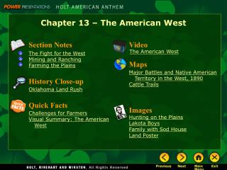 Chapter 13 – The American West