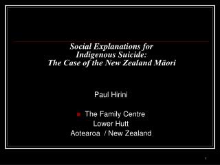 Social Explanations for Indigenous Suicide: The Case of the New Zealand Māori