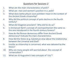 Questions for Sessions 2