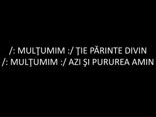 /: MUL ŢUMIM :/ ŢIE PĂRINTE DIVIN /: MULŢUMIM :/ AZI ŞI PURUREA AMIN