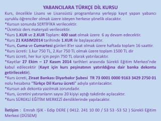 YABANCILARA TÜRKÇE DİL KURSU