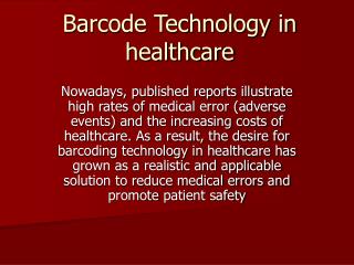 Barcode Technology in healthcare