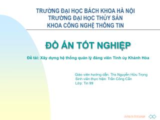 TRƯỜNG ĐẠI HỌC BÁCH KHOA HÀ NỘI TRƯỜNG ĐẠI HỌC THỦY SẢN KHOA CÔNG NGHỆ THÔNG TIN