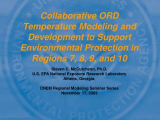 Steven C. McCutcheon, Ph.D. U.S. EPA National Exposure Research Laboratory Athens, Georgia,