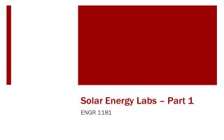 Solar Energy Labs – Part 1