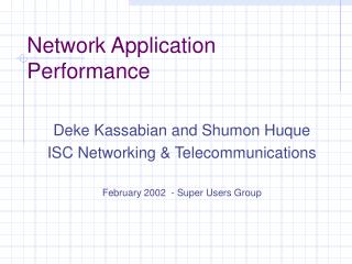 Network Application Performance