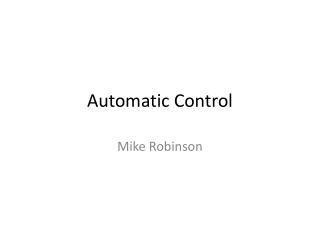 Automatic Control