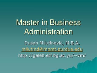 Master in Business Administration