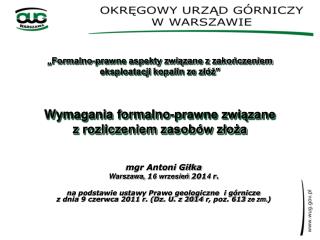 mgr Antoni Giłka Warszawa, 1 6 wrzesień 201 4 r.
