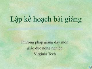 Lập kế hoạch bài giảng