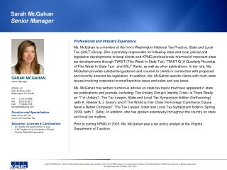 Sarah McGahan Senior Manager