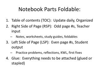 Notebook Parts Foldable: