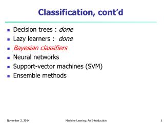 Classification, cont’d