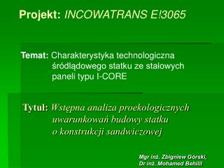 Projekt: INCOWATRANS E!3065