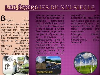 Les énergies du xxi SIECLE