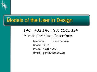 Models of the User in Design