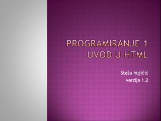 Programiranje 1 uvod u html