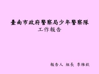 臺南市政府警察局少年警察隊 工作報告