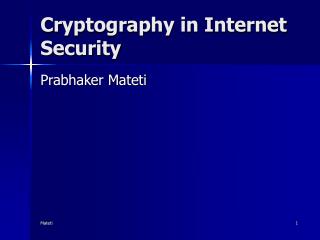 Cryptography in Internet Security