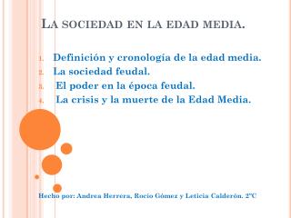 La sociedad en la edad media.