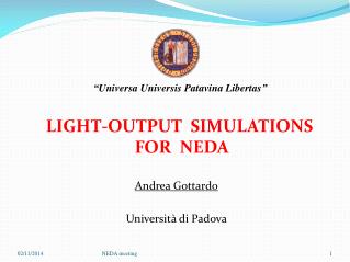 LIGHT-OUTPUT SIMULATIONS FOR NEDA Andrea Gottardo Università di Padova