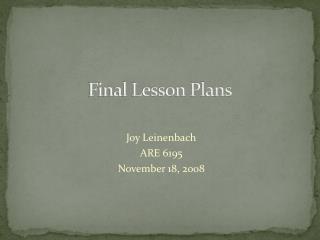 Final Lesson Plans