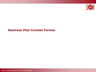 Business Plan Contest Format