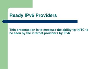 Ready IPv6 Providers