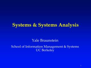 Systems &amp; Systems Analysis