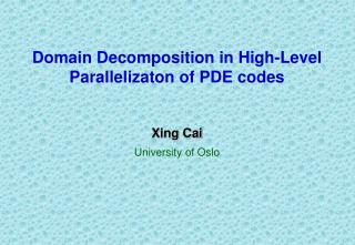 Domain Decomposition in High-Level Parallelizaton of PDE codes