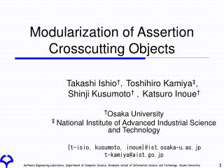 Modularization of Assertion Crosscutting Objects