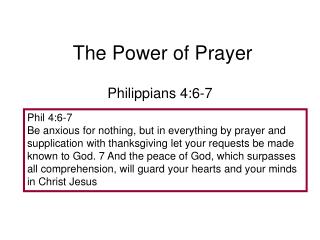 The Power of Prayer